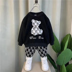 Black Bear Printed Sweatshirt With Black Printed Trouser