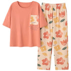 Peach Flower Pocket Printed Night Suit