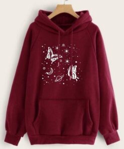MAROON SPARKLE BUTTERFLY HOODIE