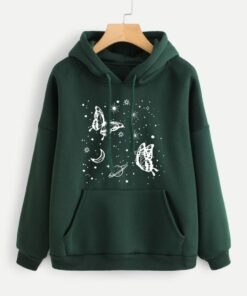 GREEN SPARKLE BUTTERFLY HOODIE