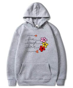 GREY LIVE LAUGH LOVE WITH FLOWER HOODIE 