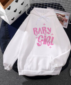 WHITE BABY GIRL PRINT HOODIE