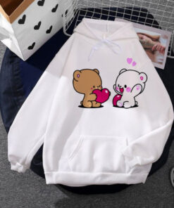 WHITE TEDDY WITH HEART HOODIE