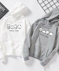 Grey & White Dinggul Pandas Hoodie (KO-HD-0076)