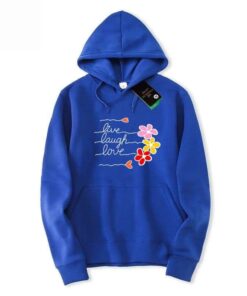 ROYAL BLUE LIVE LAUGH LOVE WITH FLOWER HOODIE