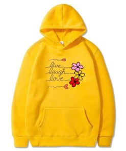 YELLOW LIVE LAUGH LOVE WITH FLOWER HOODIE