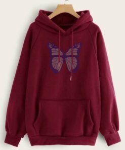 MAROON FRONT BUTTERFLY HOODIE