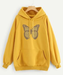 YELLOW FRONT BUTTERFLY HOODIE