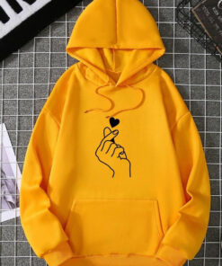 YELLOW HAND WITH HEART HOODIE