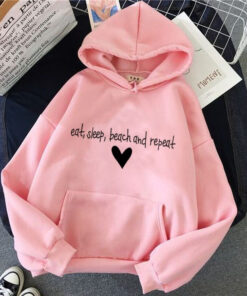PINK EAT SLEEP BEACH REPEAT HOODIE