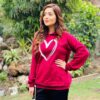 MAHROON BIG HEART HOODIE 