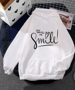 WHITE YOU MAKE ME SMIILE HOODIE