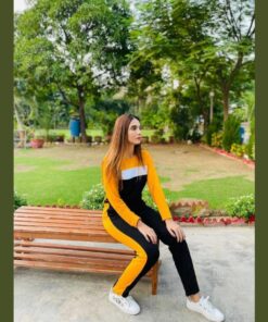 New Yellow Panel Full Sleeves Track Suit (KO-TS-0038)