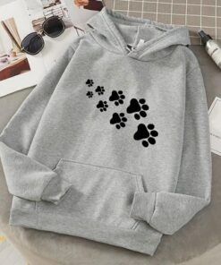 GREY FOOT PRINT HOODIE