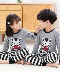 Baby Or Baba Grey and Black Zebra print Kids Night Suit (KO-KNS-222)