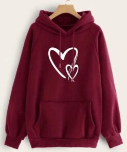 MAROON TWO HEARTS HOODIE 