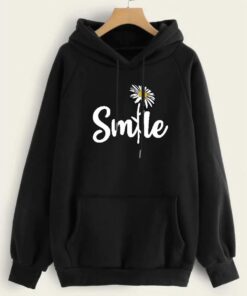 BLACK SMILE WITH FLOWER HOODIE