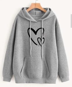 GREY TWO HEARTS HOODIE 