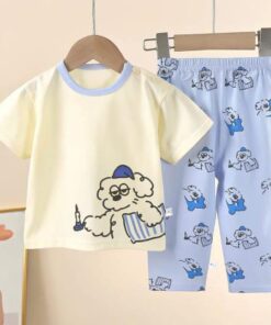 Off white sleepy puppy Printed Kids Night Suit (KO-613)