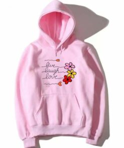 PINK LIVE LAUGH LOVE WITH FLOWER HOODIE