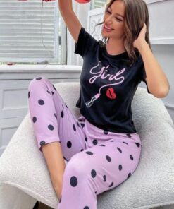Black Girl With Lips Printed Night wear