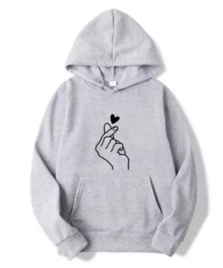 Grey Hand Heart Hoodie (KO-HD-0167)