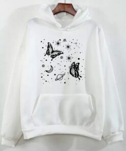 WHITE SPARKLE BUTTERFLY HOODIE