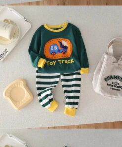 Dark Green Toy Truck Printed Kids Night (KO-602)