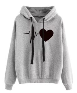GREY HEART BEAT HOODIE