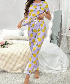 Lilac Lemons Printed Night wear