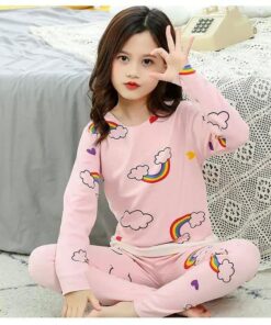 Baby or Baba Pink Rainbow print Night Suit for Kids (1 Pcs) (KO-KNS-225)
