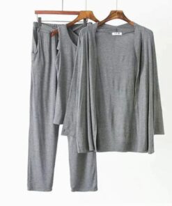 3 Pcs Sleepwear (Sando Shrug Trouser) (Grey) (KO-NS-0272)
