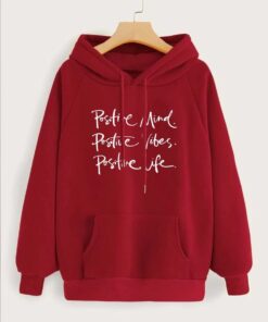 MAROON POSITVE MIND POSTIVE VIBE HOODIE