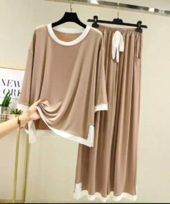Skin & White Stripe Flapper Style Full Sleeves Home Wear (KO-NS-346)