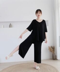 Black Lose Pattern With Lose Style Lounge Wear (KO-NS-370)