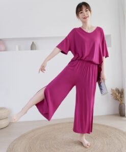 Dark Pink Lose Pattern With Lose Style Lounge Wear (KO-NS-371)