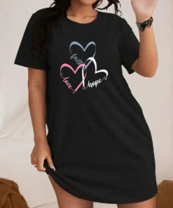 Black Hope Faith Love Print Long Shirt For Women (KO-LS-514)