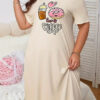 Skin Coffe And Donut Print Long Shirt For Women (KO-LS-510)