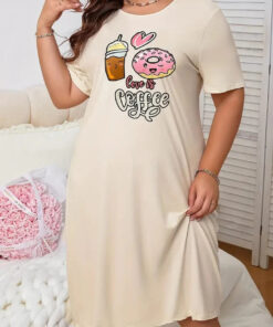 Skin Coffe And Donut Print Long Shirt For Women (KO-LS-510)