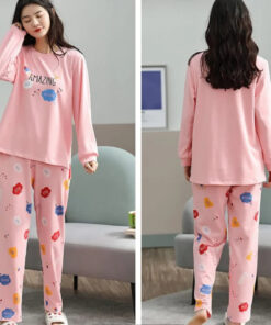 Pink Amazing Print Full Sleeves Printed Night Suit (KO-NS-503)