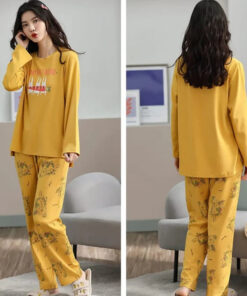 Yellow Bestfriend Print Full Sleeves Printed Night Wear