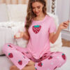 Pink Strawberry Printed Night wear