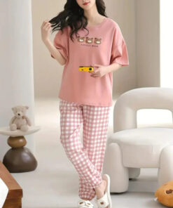 Pink Lovely Three Bears Printed Night Suit