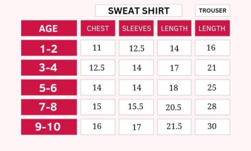 kids size chart