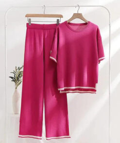Hot Pink Baggie Style half Sleeves T-shirt With Loose Trouser